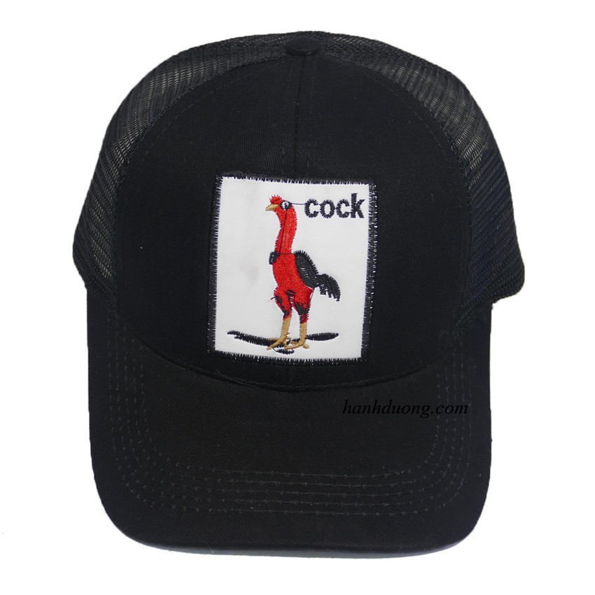 Nón kết lưới thêu hình con gà COOK độc đáo, chất liệu vải lưới mát mẻ, khóa gài cứng cáp