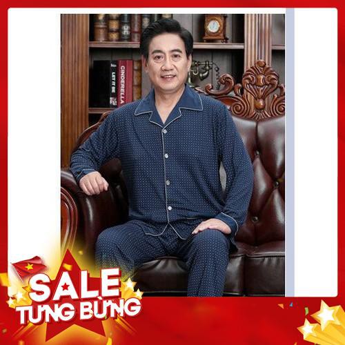 Bộ pijama cotton nam trung niên dài tay - Hàng nhập khẩu