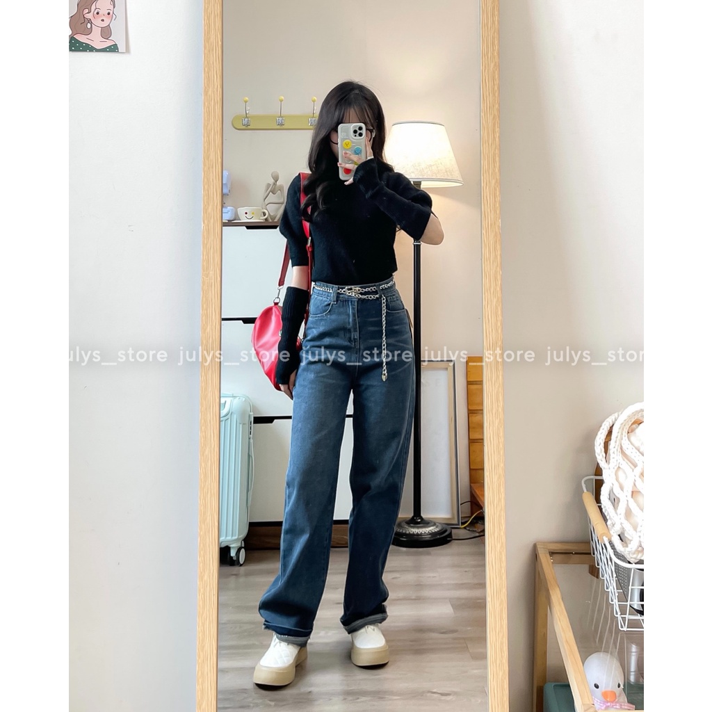 Quần jeans ống suông dây xích 6729 (ảnh thật kèm video)