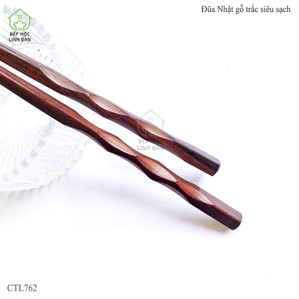 Đũa Nhật Gỗ Trắc Đầu Khía Sóng HAHANCO  Hàng Xuất Khẩu Siêu Sạch