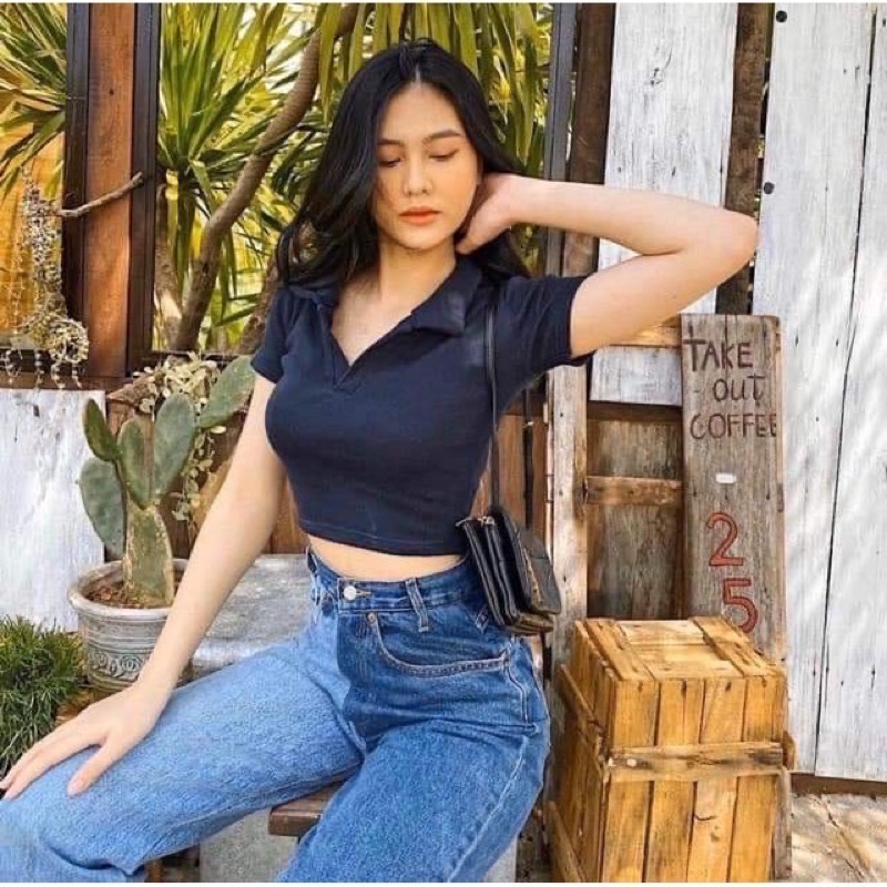 áo thun croptop có cổ