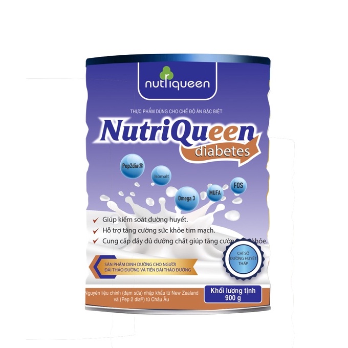 Sữa Tiểu Đường Nutriqueen Diabetes - Lon 900 g - Thực phẩm dùng cho chế độ ăn đặc biệt - giúp kiểm soát đường huyết