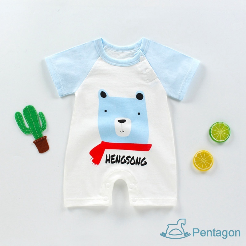 Bộ Áo Liền Quần Tay Ngắn Bằng Cotton Thời Trang Mùa Hè Cho Bé Trai Và Gái