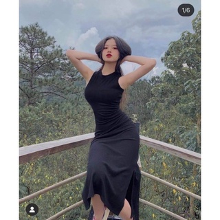 ĐẦM BODY ÔM ĐEN XẺ TÀ