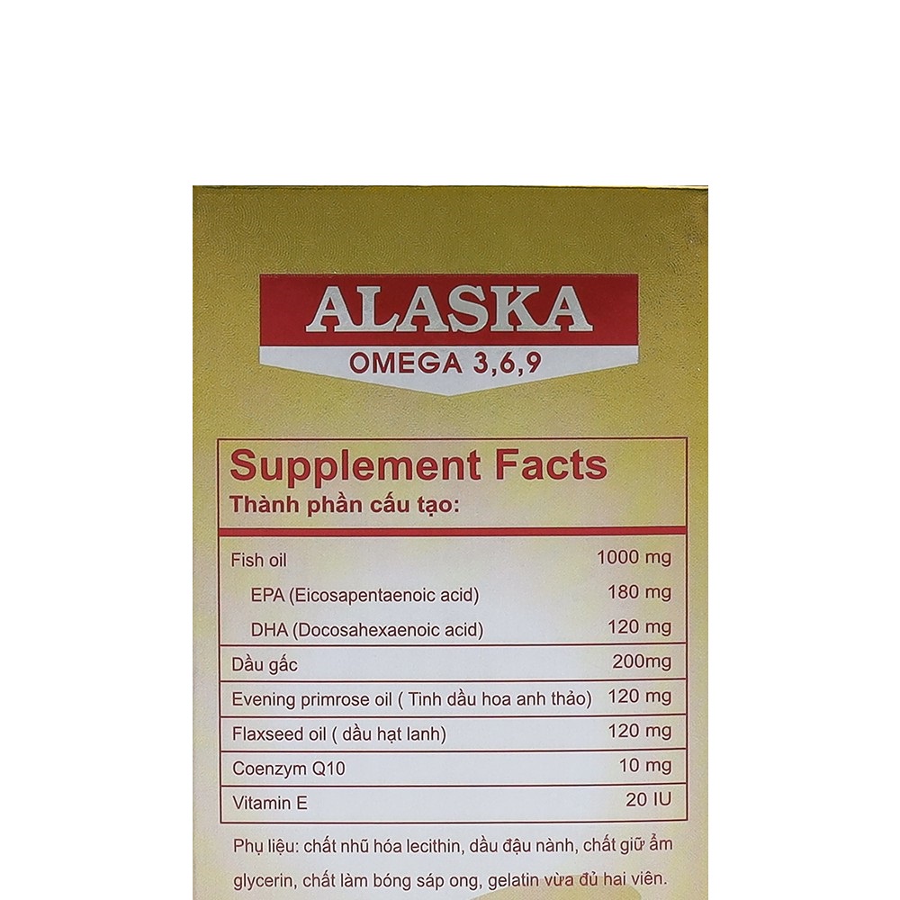 Viên dầu cá Alaska Omega 369 bổ não, sáng mắt, khỏe tim mạch Chai vàng 100 viên