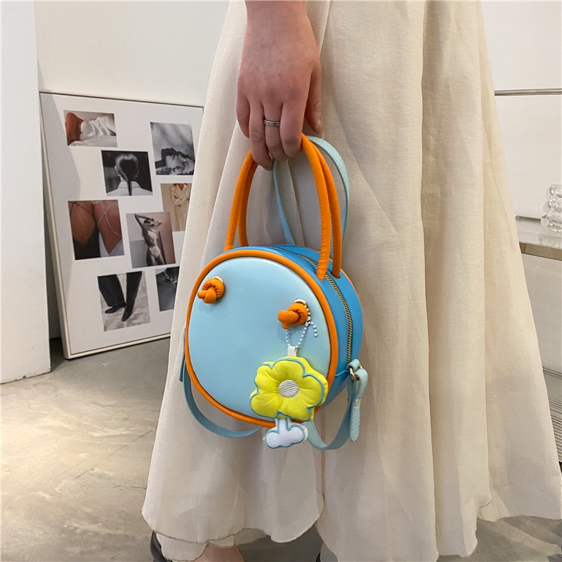 Túi Đeo Vai Hình Tròn Nhỏ Xinh Màu Sắc Tương Phản Thời Trang Mùa Hè 2022 Cho Nữ
