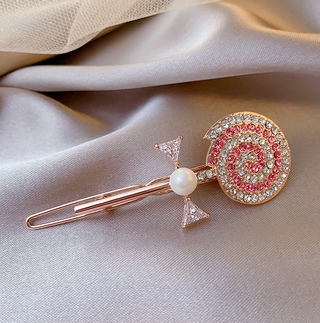 DDFI - Lovely Girl Lollipop Hairpin Rhinestone Bangs Clip Lovely Princess Wind Korean Side Clip G4A09