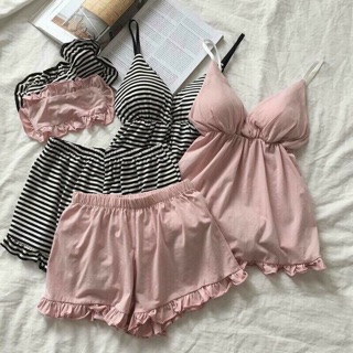Set ngủ cotton lụa kèm bịt mắt [Có hình thật ]