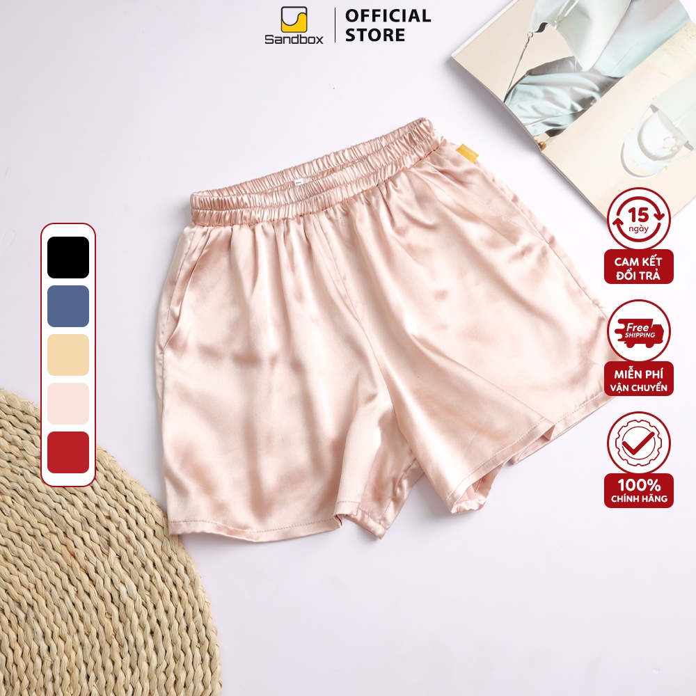Quần Short Nữ SANDBOX Lụa Satin Cao Cấp Mềm Mịn,Thoáng Mát, Form Rộng