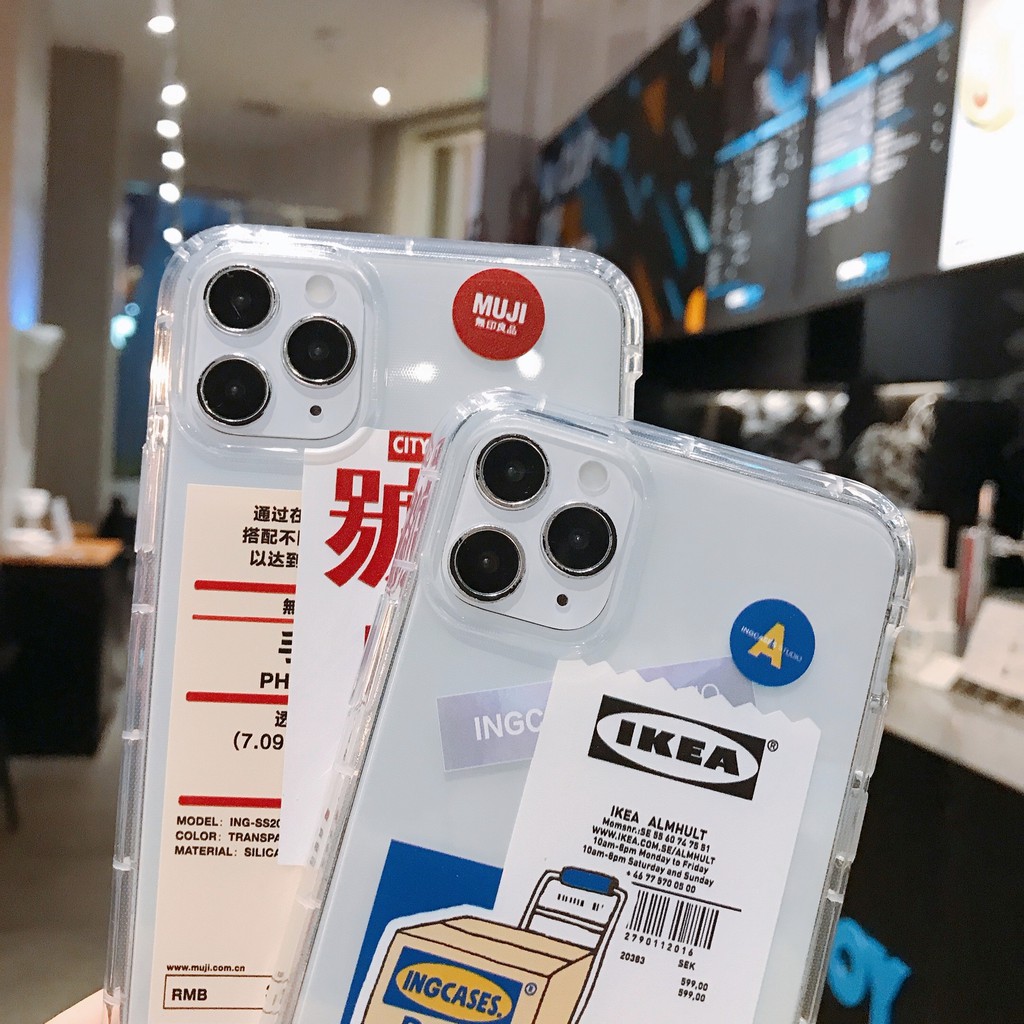 IKEA&MUJI&Mona Lisa transparent phone case for iPhone 11 X XR XSMAX 6 7p 8p 11 pro max 12Pro max