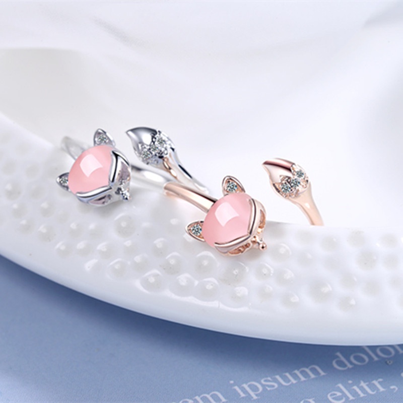 Nhẫn Hình Cáo Đính Đá Phong Cách Đơn Giản Thời Trang Hàn Quốc Cho Nữ