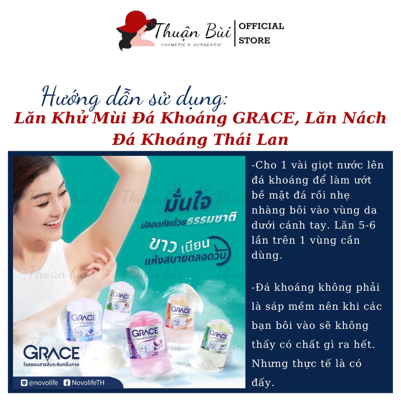 Lăn Khử Mùi Đá Khoáng GRACE, Lăn Nách Đá Khoáng Thái Lan Chai 70g