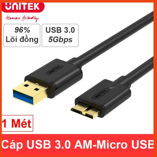 Cáp USB 3.0 Dùng cho ổ cứng Unitek YC 461 GBK dài 1m - HÀNG CHÍNH HÃNG