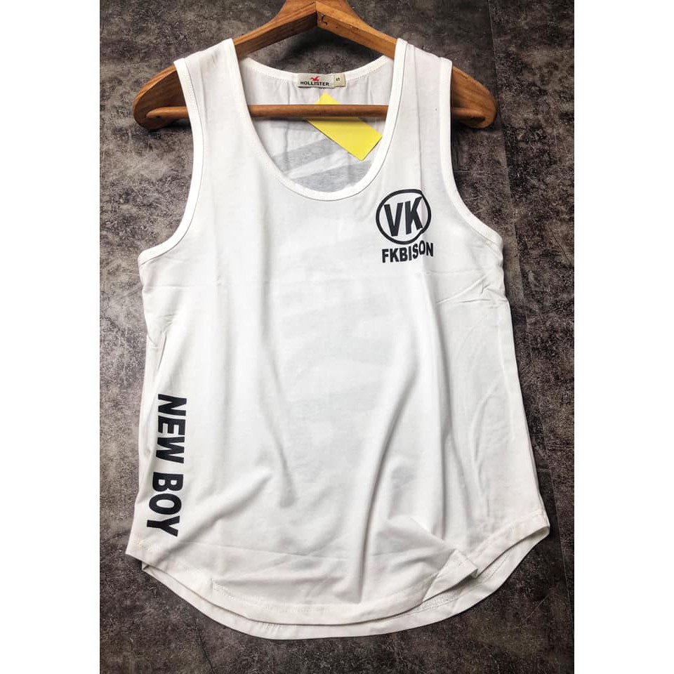 Áo tanktop tập gym nam vạt bầu BL009, Áo ba lỗ gym thun co dãn 4 chiều