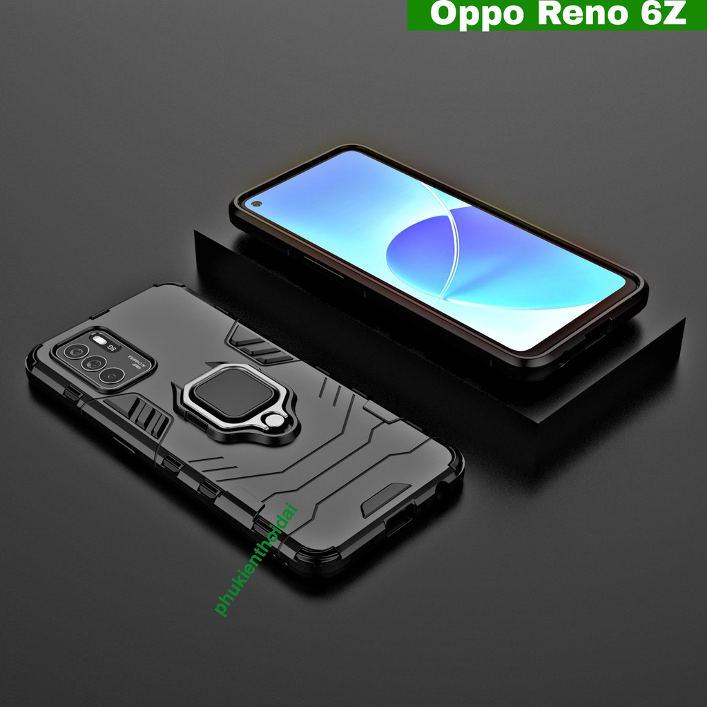 Ốp lưng Oppo Reno 6z 5G / Reno 7 4G Iron Man Iring chống sốc giá đỡ xem phim thời trang cao cấp