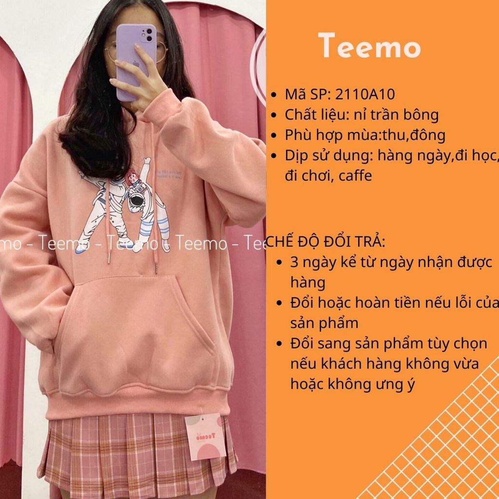 áo hoodie in hoạ tiết cặp đôi phi hành gia đáng yêu, cực rộng và xinh 2110a10