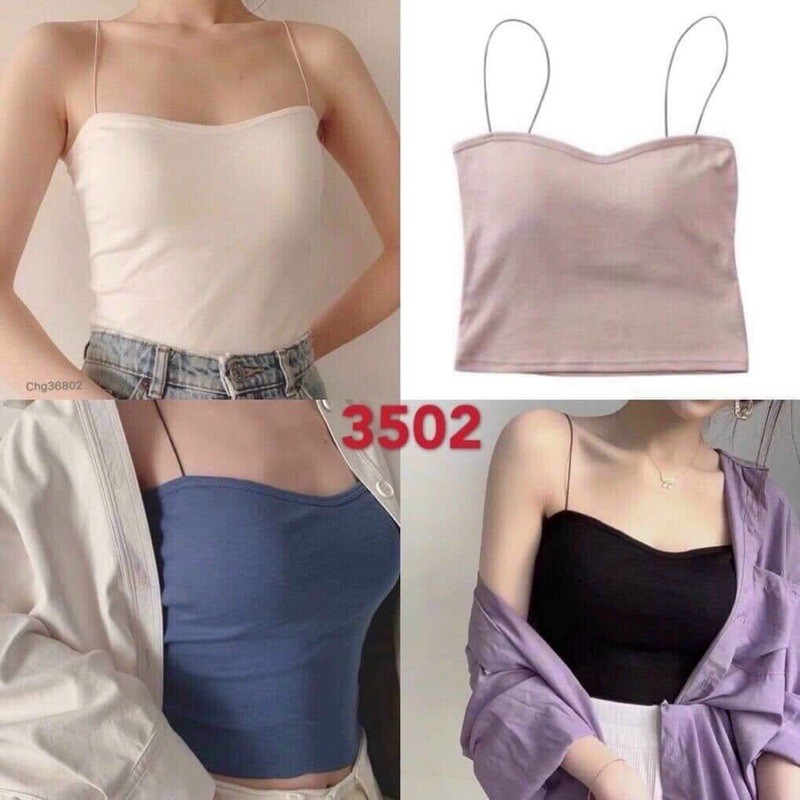 Áo 2 dây mảnh cotton dáng lửng, bra ống quây ngực, thời trang | BigBuy360 - bigbuy360.vn