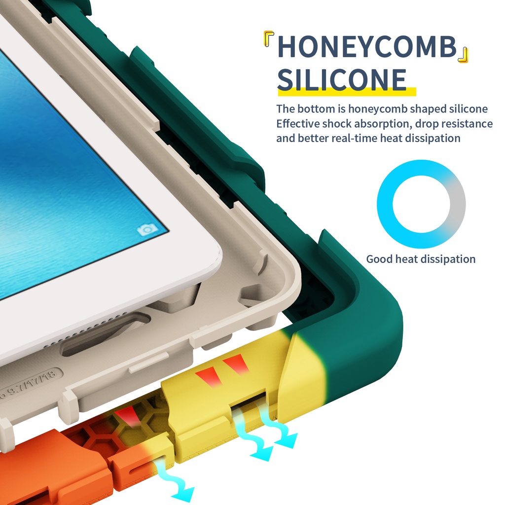 Ốp Silicone Bảo Vệ Máy Tính Bảng Chống Sốc Chống Rơi Có Giá Đỡ Xoay Được Cho Apple iPad Pro 5 6 9.7 inch 2016 2017 2018