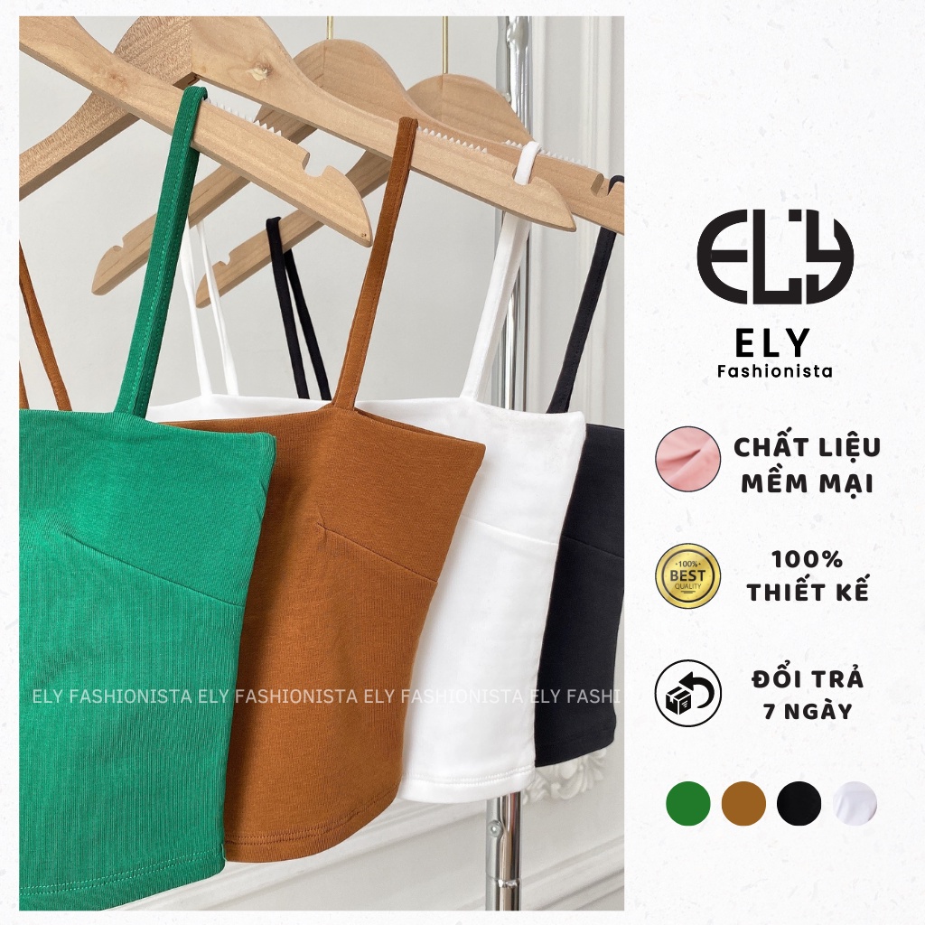 Áo croptop nữ ELY dáng ôm chiết eo TANK TOP  không đệm vải cotton Bozip co giãn tốt thoáng mát nhiều màu sắc ELY223.