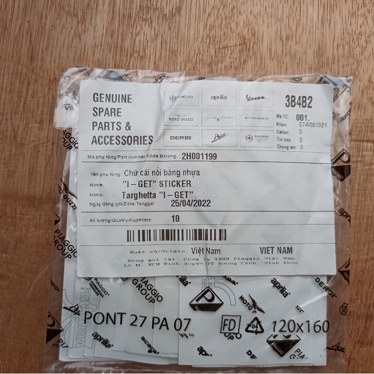 Tem chữ iget cho xe vespa đời iget