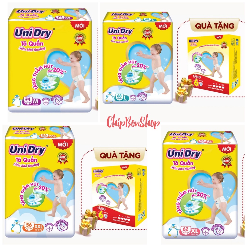 Tã quần siêu khô thoáng UniDry M74/ L68/ XL62/ XXL56