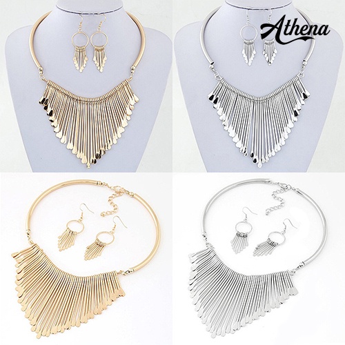 Set Vòng cổ Và Đôi Khuyên Tai Đính Đá Thời Trang Sang Trọng Cho Nữ