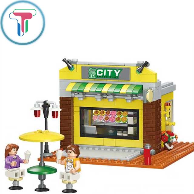 Đồ chơi lắp ráp tiệm bán đồ ăn vặt, bánh mì, cà phê 399 mảnh ghép