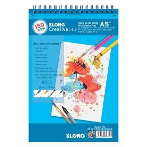 Sổ vẽ A5+ cao cấp lò xo kép xé 150GSM 40 tờ; MS: 770