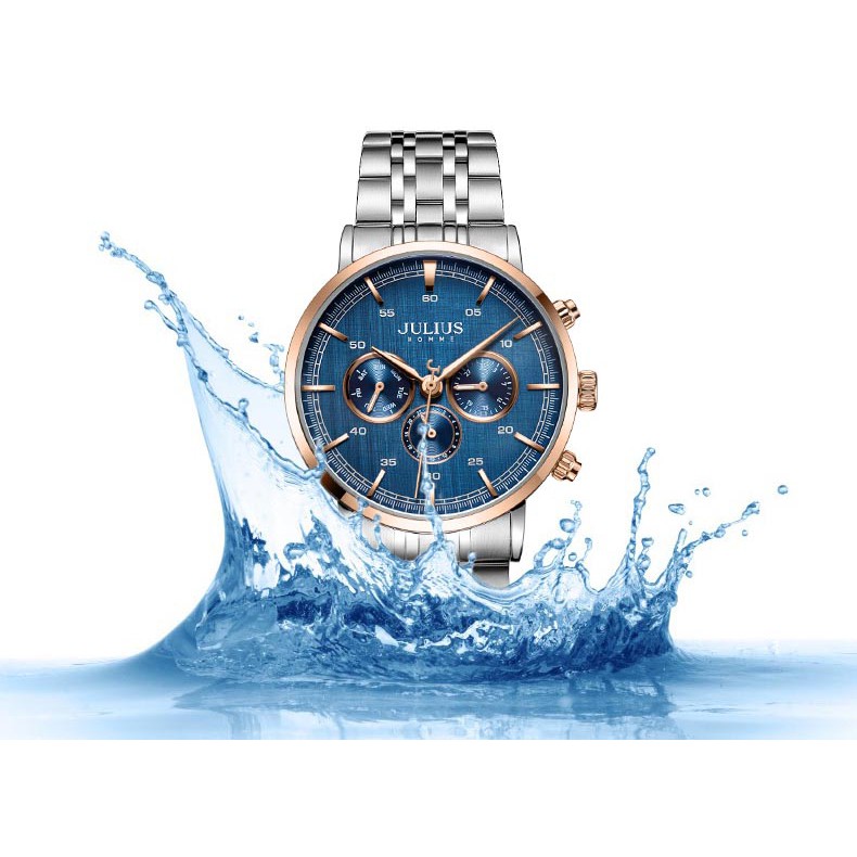 Julius Official | Đồng hồ nam 6 kim Julius Jah100 dây thép