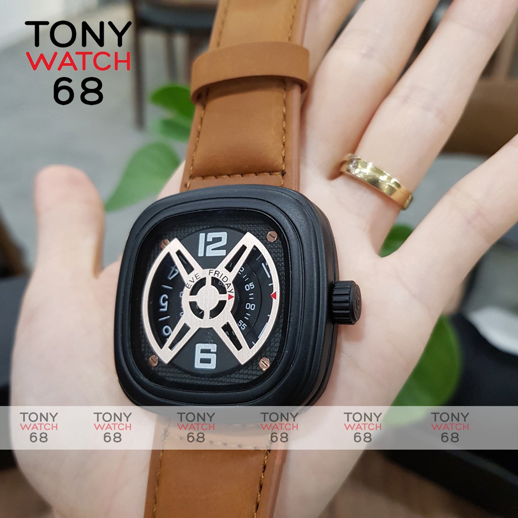 Đồng hồ nam Friday dây da mặt vuông đẹp chính hãng chạy pin | BigBuy360 - bigbuy360.vn