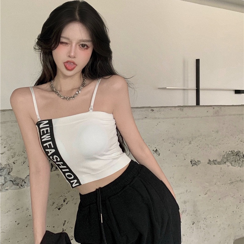 Áo Ống Sát Nách Hoạ Tiết Chữ Thời Trang Mùa Hè Cho Phái Nữ