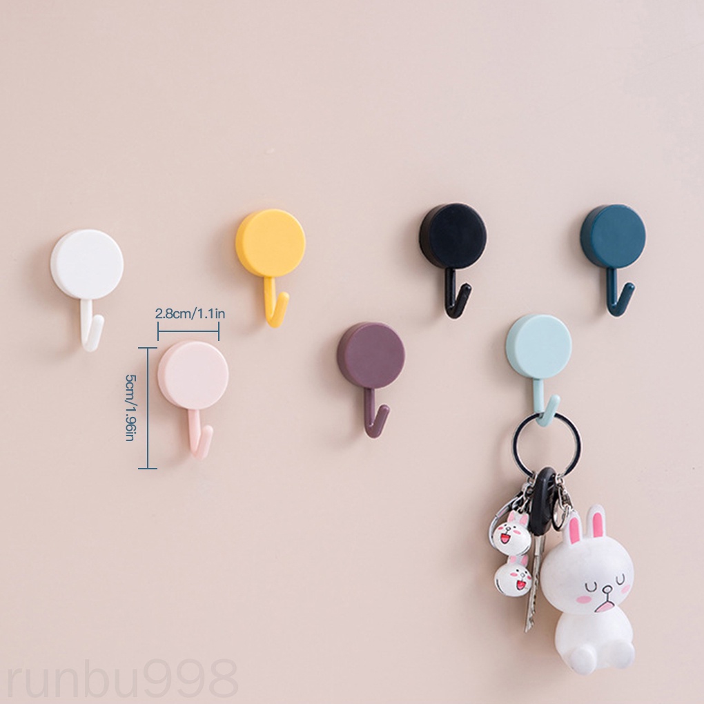 Set 10 Móc Treo Đồ Dán Tường Bằng Nhựa Tự Dính Tiện Dụng Cho Nhà Bếp / Phòng Tắm Runbu998