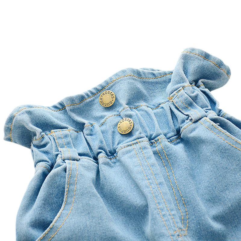 Set áo chấm bi dài tay cổ tròn + Quần jeans dài lưng cao thời trang cho bé gái