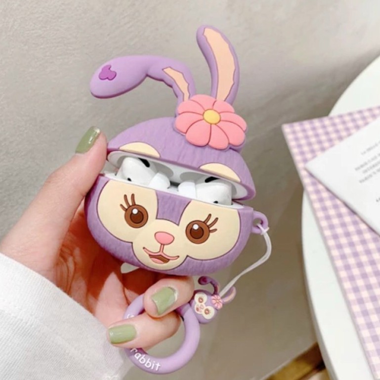 Bao silicon bọc tai nghe Airpods 1-2, 3 Pro, i11, i12.. hình thỏ tím siêu cute dễ thương