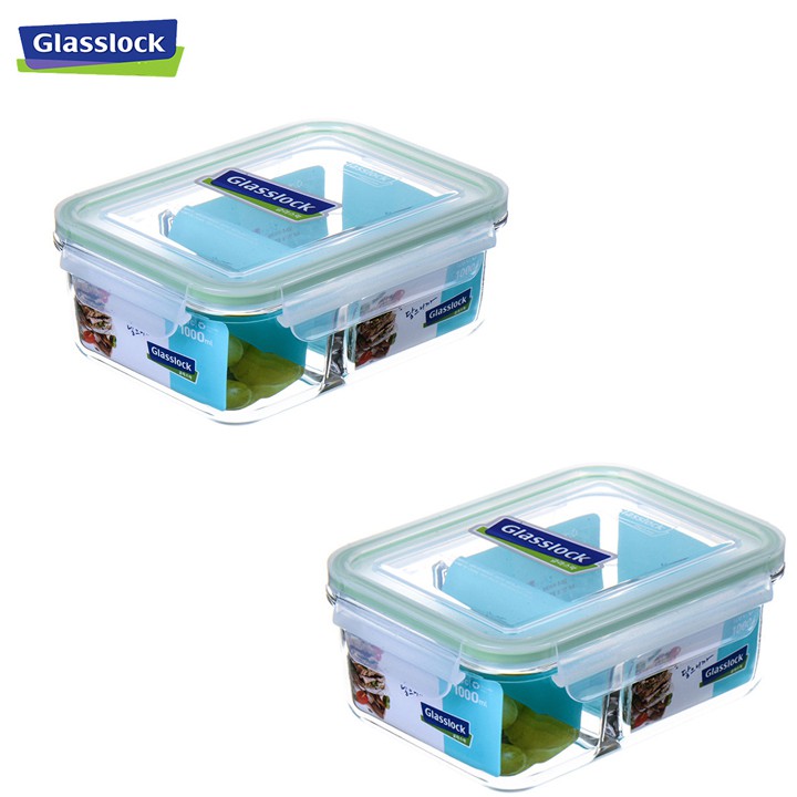 Bộ 2 hộp đựng thực phẩm 2 ngăn Glasslock MCRK100 1000ml