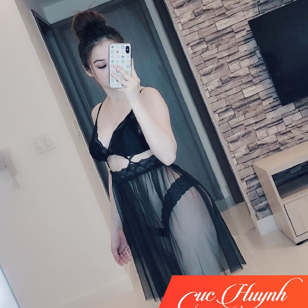 Váy ngủ nữ 💖FREE SHIP💖 Váy ngủ lưới xuyên thấu phong cách Sexy, gợi cảm cho nữ, có 2 màu Đen và Đỏ, Free size từ 40-55kg