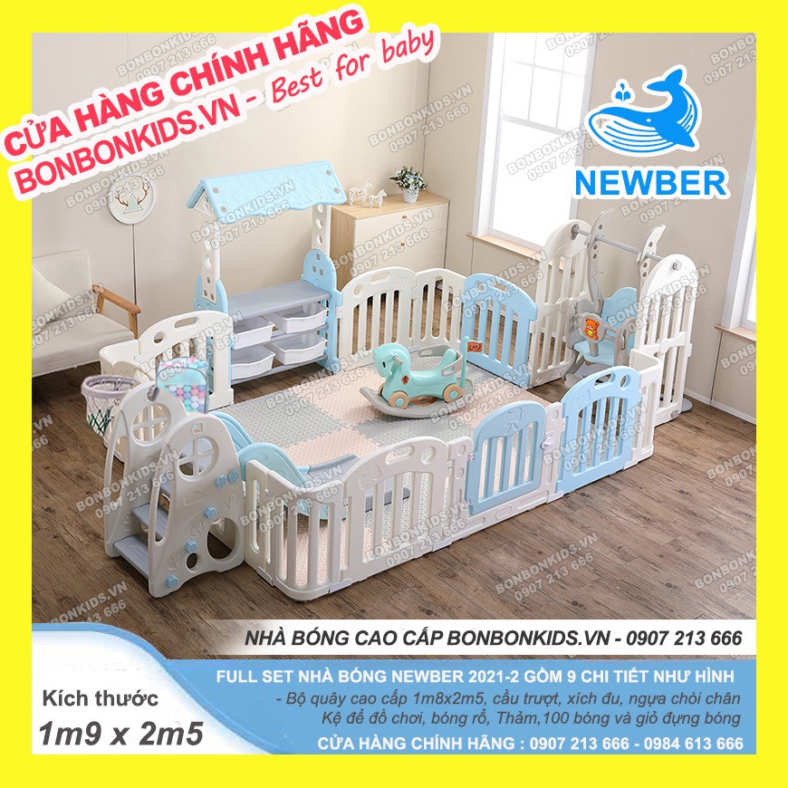 Quây combo Hàn Quốc Newber Luxury 2 (Big Size 1m9x2m5) - Nhà bóng cầu trượt cho bé