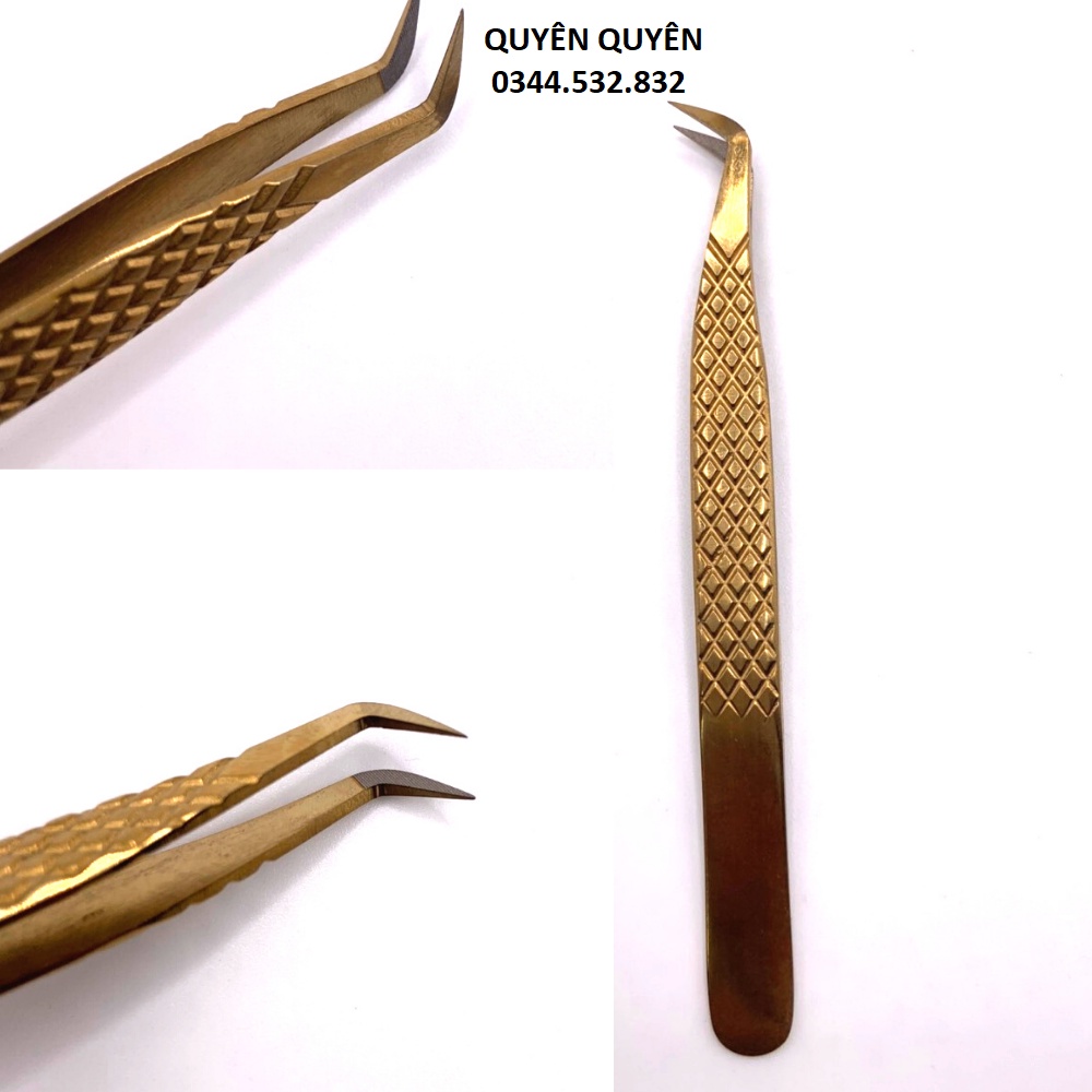 Nhíp volume pakistan caro phủ nhám nano (VÀNG) 12 mm_ dụng cụ nối mi_QUYÊN QUYÊN
