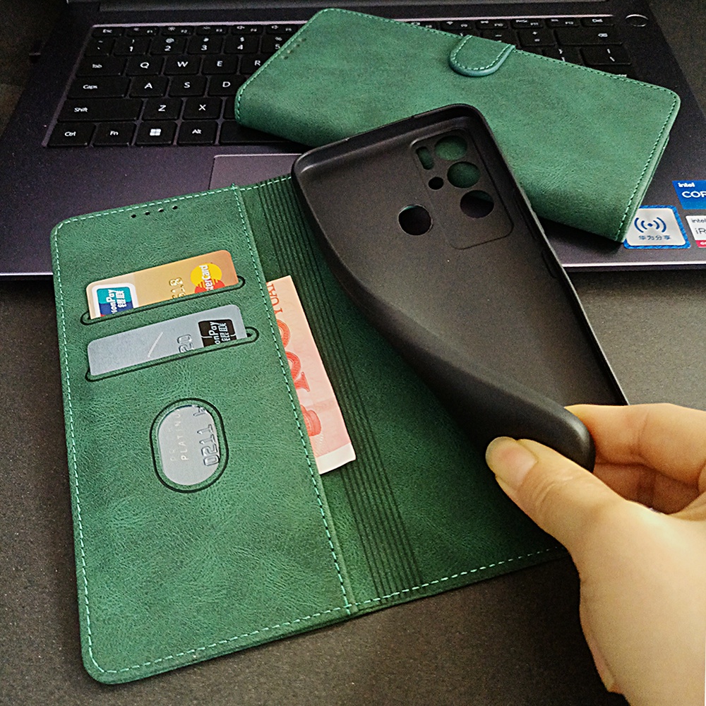 Ốp Điện Thoại Da PU Kiểu Ví Lật Có Đế Cho Tecno Pova Neo Tecno LE6