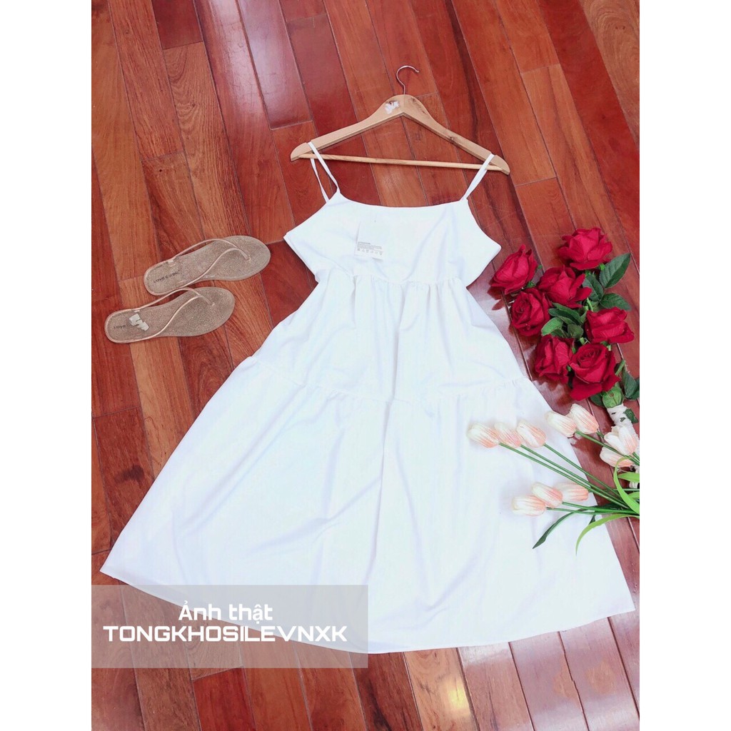 LANY DRESS - VÁY BABYDOLL 2 DÂY DÁNG MAXI SUÔNG XÒE - ĐẦM 3 TẦNG TRẮNG 2S ULZZANG