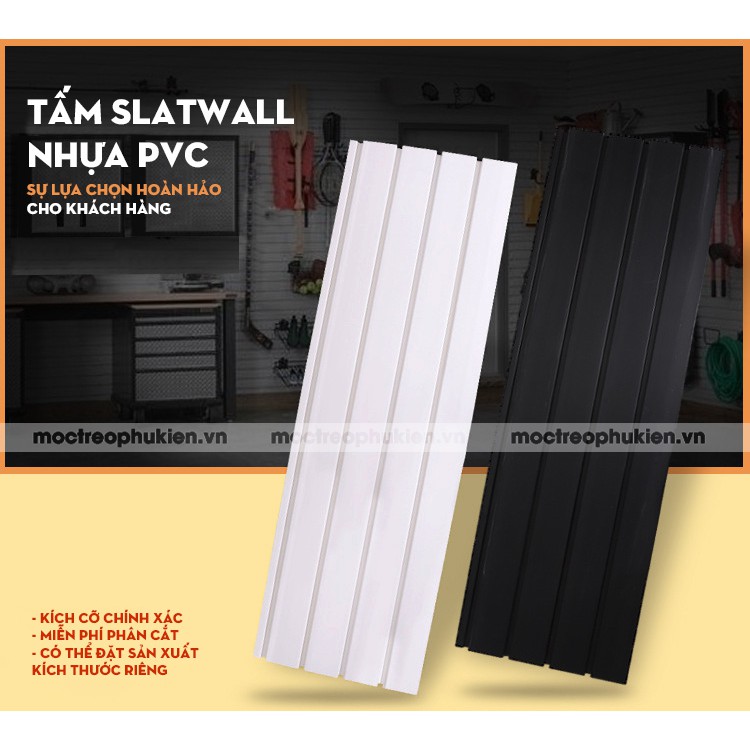 Tấm slatwall nhựa PVC lắp ghép ốp tường trưng bày hàng hóa phụ kiện (120cm*32cm)