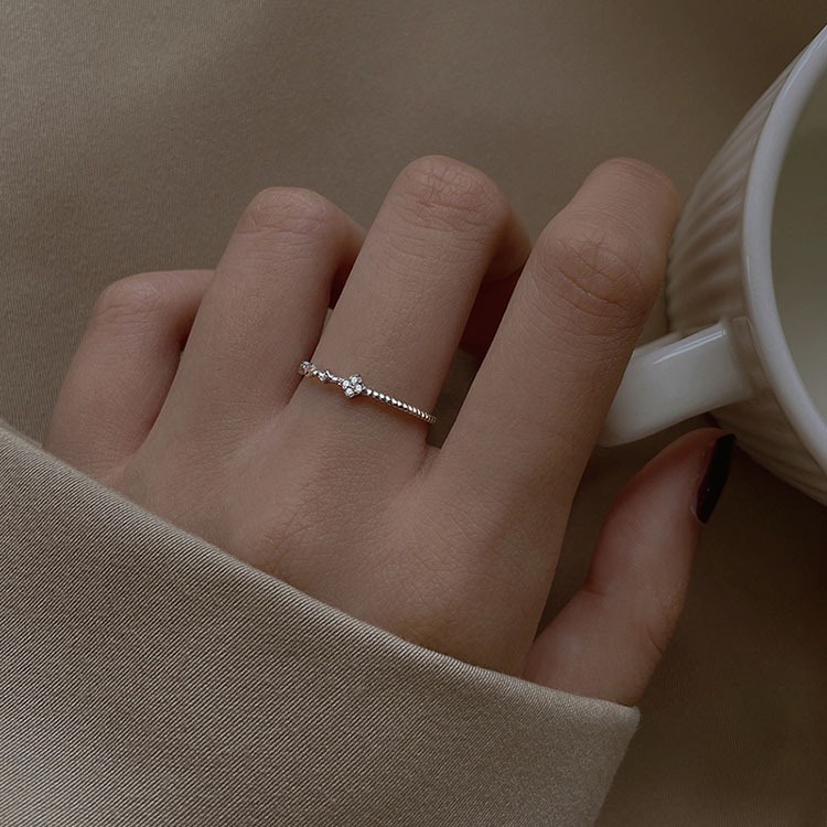 Nhẫn bạc nữ 925 Litter Flower free size xinh xắn dễ thương Dế Bạc - N6056