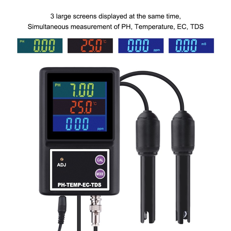 LIDU PH‑260BD Water Quality Monitor Bluetooth LCD Online PH/TDS/EC/Temperature Meter