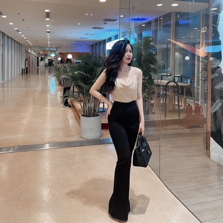 TEA STORE Áo Hai Dây Lụa Trơn Cổ Đổ Cao Cấp Quyến Rũ