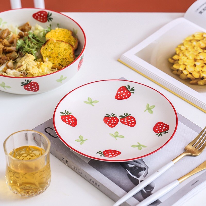 Bộ dâu tây 4 món sứ cao cấp