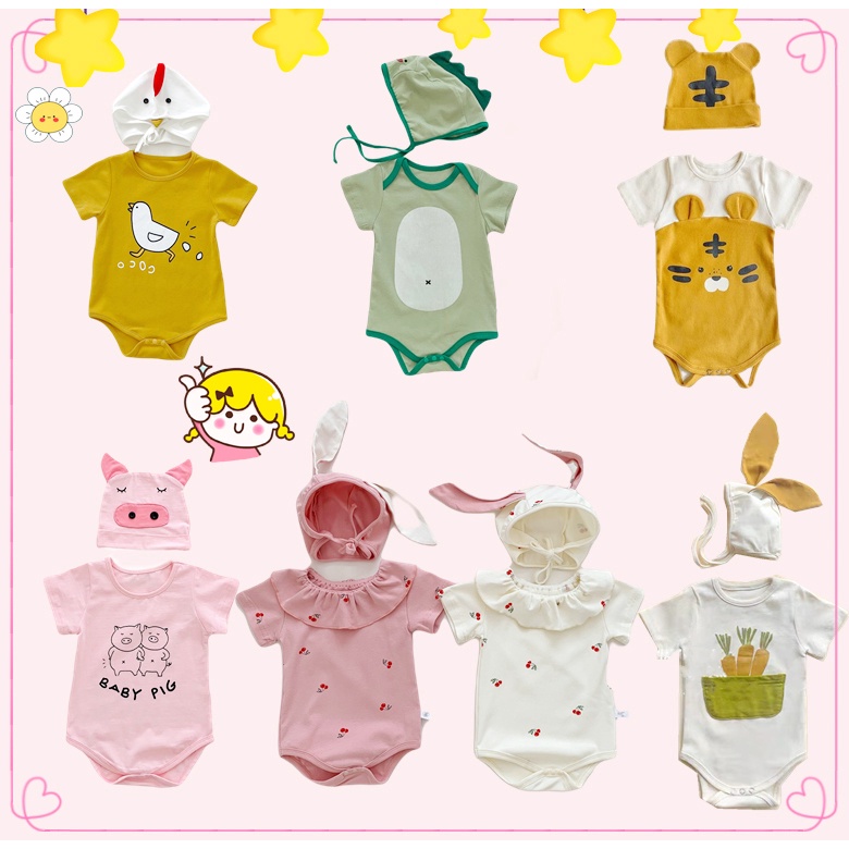 Bộ Áo Liền Quần Hình Động Vật Cho Bé Từ 0-2 Tuổi