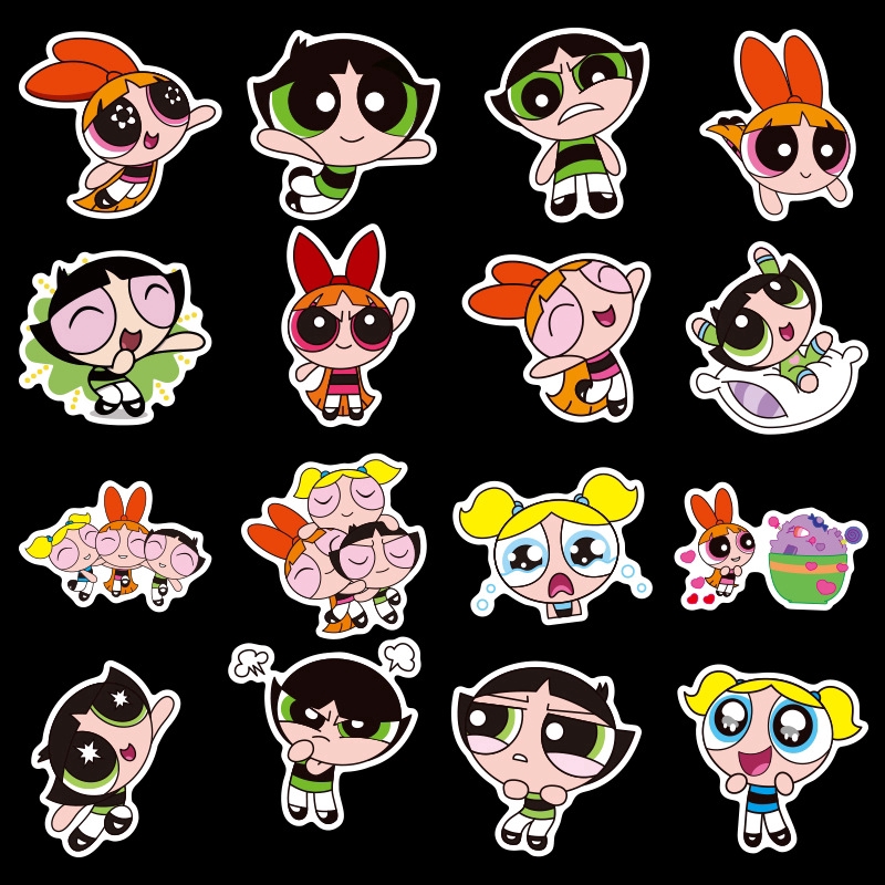 Set 50 miếng dán trang trí họa tiết The Powerpuff Girls - Series 01 xinh xắn dễ thương chống thấm nước