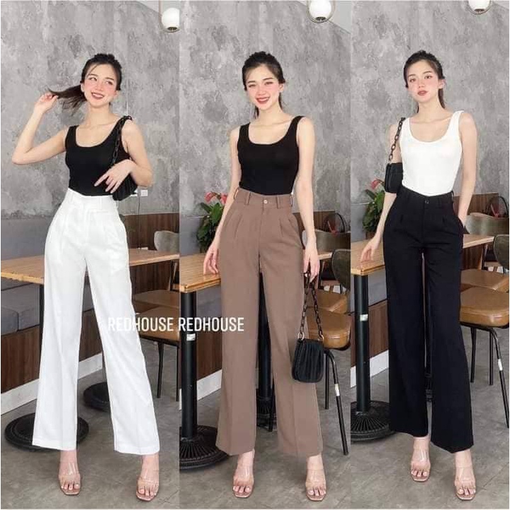 Quần tây ống rộng suông 1 cúc vải mềm mịn không nhăn LADYA STORE M188