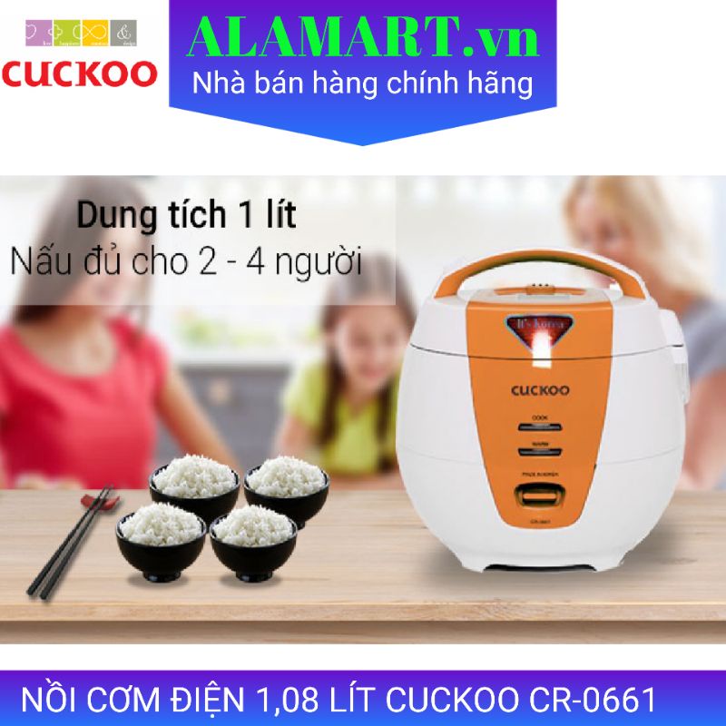 Nồi cơm điện Cuckoo CR-0661 nhập khẩu Hàn Quốc dùng gia đình 2 - 4 người ăn nấu 0.5kg