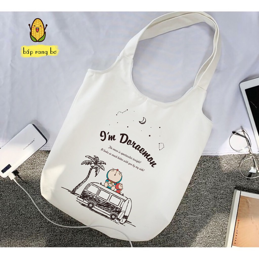 TÚI TOTE MÈO MÁY DORAEMON - VẢI DỆT CANVAS